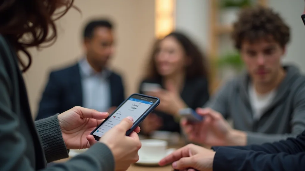 Utilisation d'une application bancaire dans la rue